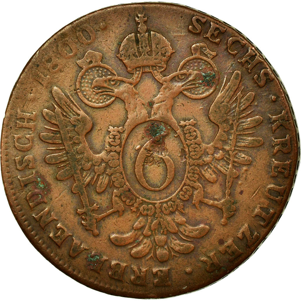 Coin, Austria, Franz II (I), 6 Kreuzer, 1800, Kremnitz, VF(30-35), Copper
