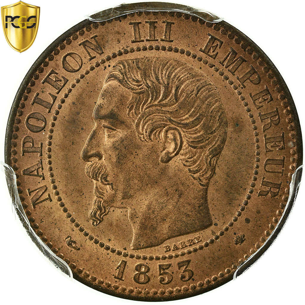 Coin, France, Napoleon III, Napoléon III, 2 Centimes, 1853, Marseille, PCGS
