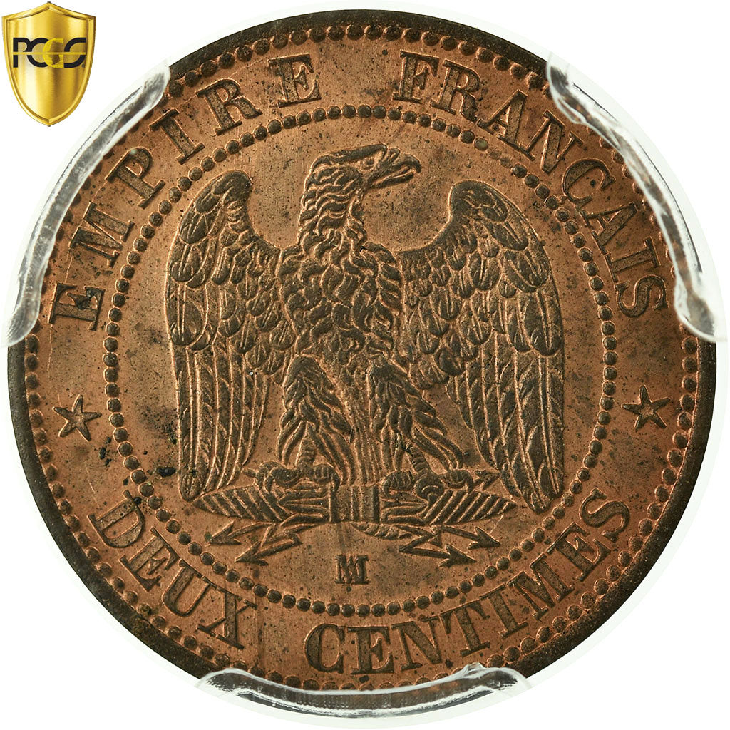 Coin, France, Napoleon III, Napoléon III, 2 Centimes, 1853, Marseille, PCGS
