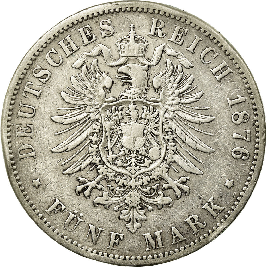 Coin, German States, PRUSSIA, Wilhelm I, 5 Mark, 1876, Hannover, VF(30-35)