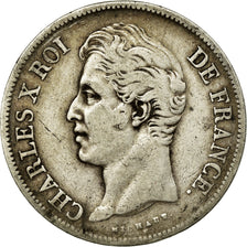 Coin, France, Charles X, 5 Francs, 1827, Bordeaux, VF(30-35), Silver, KM:728.7