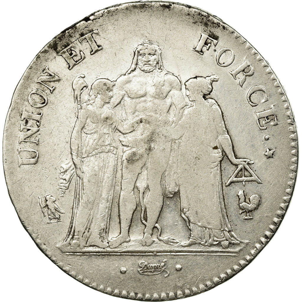 Coin, France, Union et Force, 5 Francs, An 6/5, Paris, VF(20-25), Silver
