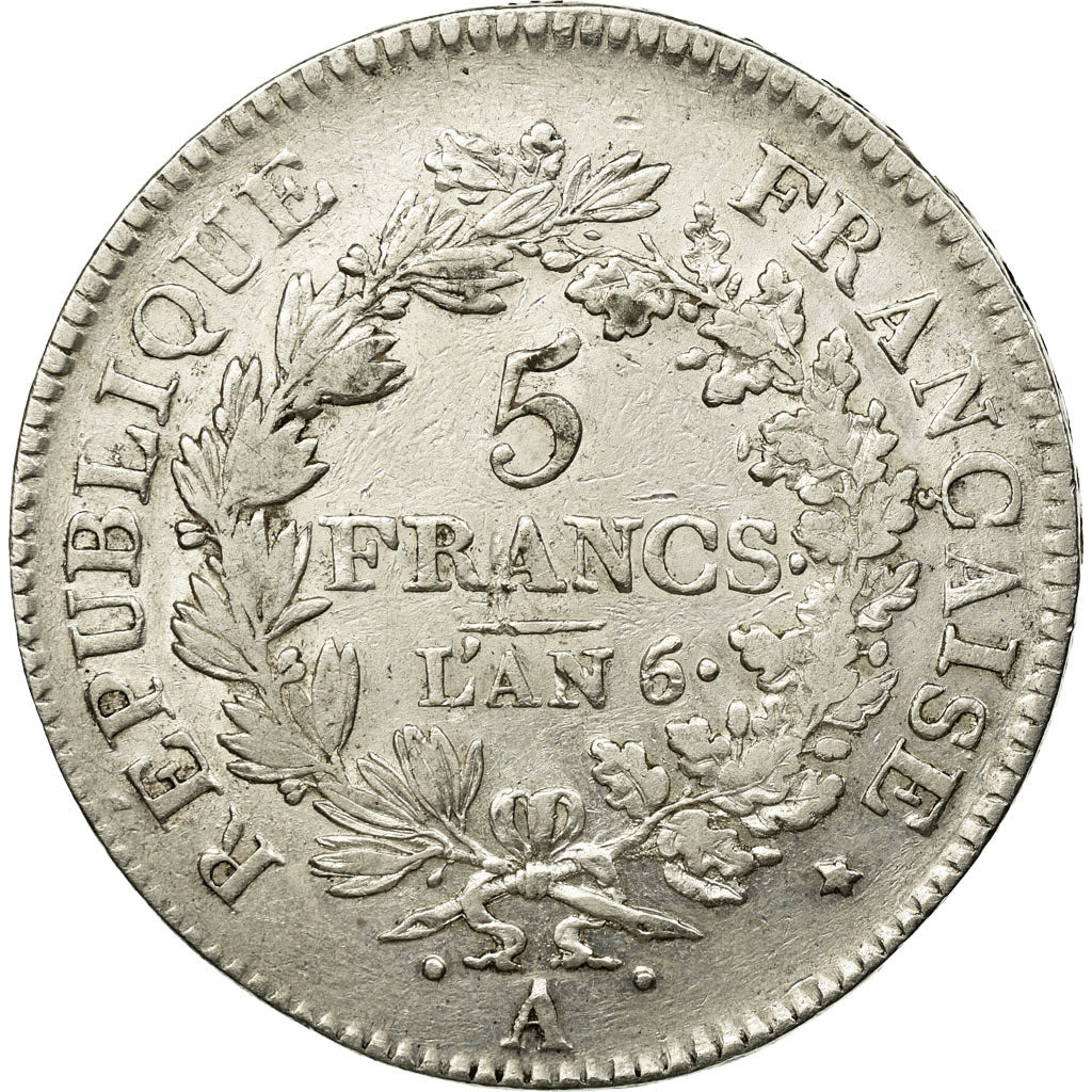 Coin, France, Union et Force, 5 Francs, An 6/5, Paris, VF(20-25), Silver