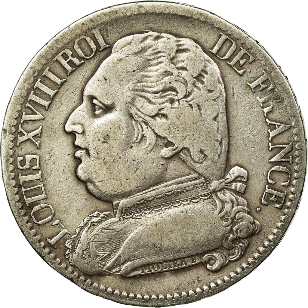 Coin, France, Louis XVIII, 5 Francs, 1814, Rouen, VF(20-25), Silver, Gadoury:591