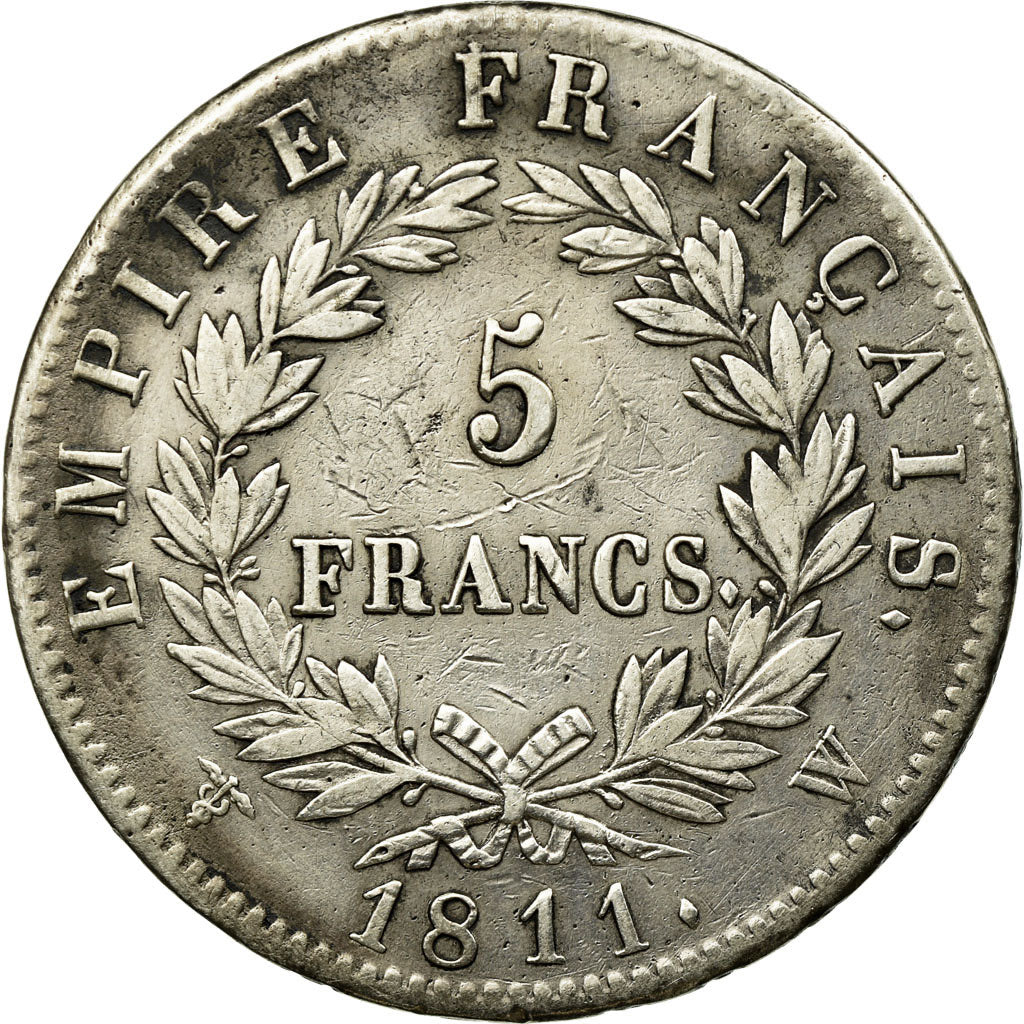 Coin, France, Napoléon I, 5 Francs, 1811, Lille, VF(30-35), Silver, KM:694.16