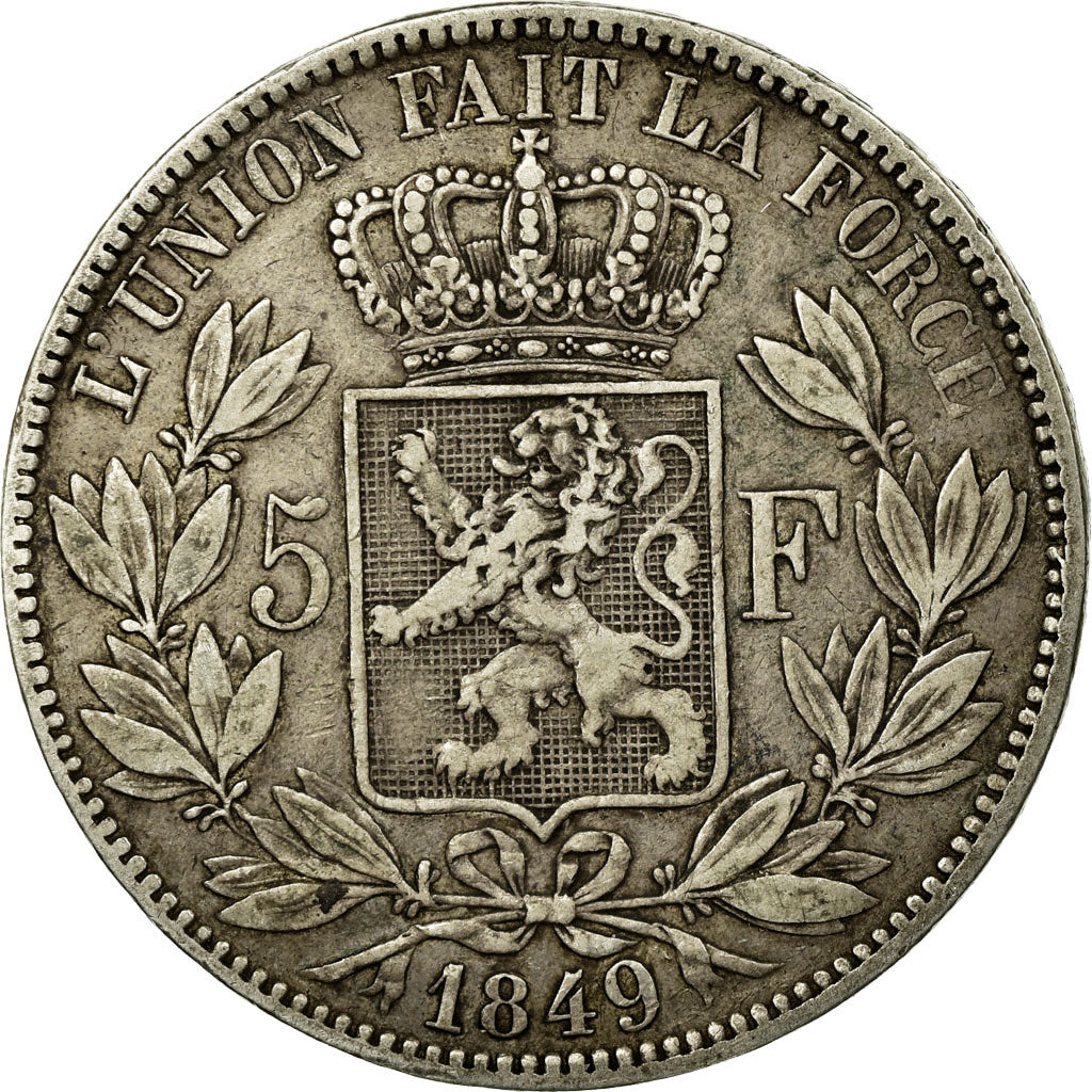 Coin, Belgium, Leopold I, 5 Francs, 5 Frank, 1849, EF(40-45), Silver, KM:17