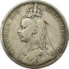 Coin, Great Britain, Victoria, Crown, 1892, London, VF(20-25), Silver, KM:765