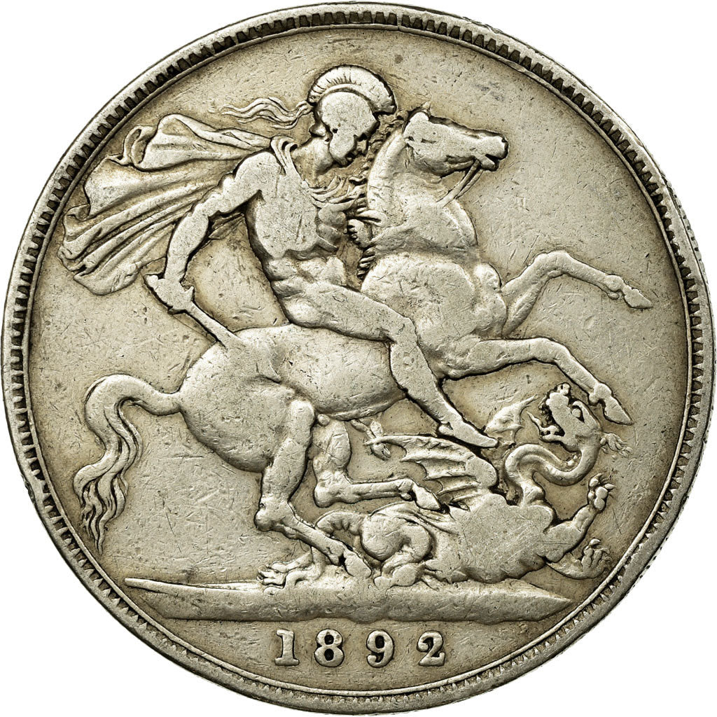 Coin, Great Britain, Victoria, Crown, 1892, London, VF(20-25), Silver, KM:765