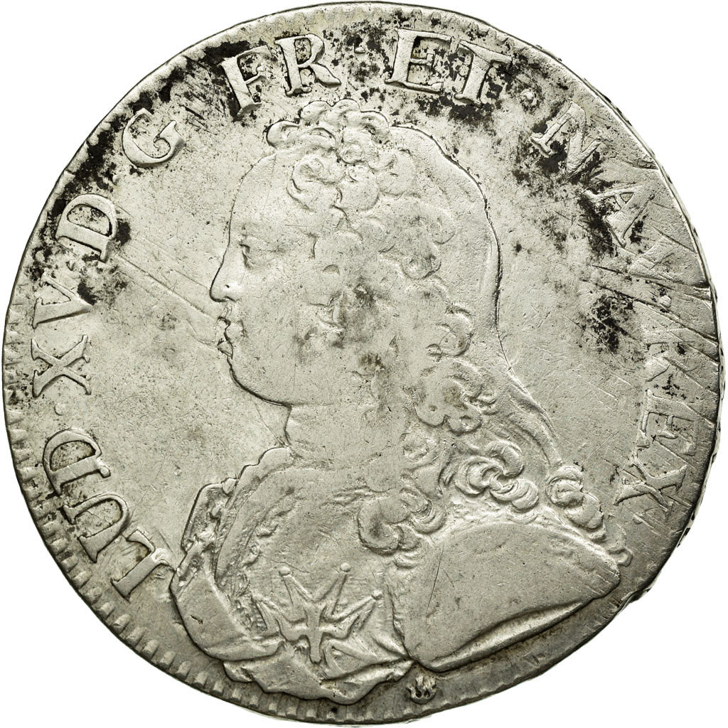 Coin, France, Louis XV, Ecu aux branches d'olivier, 1726, Lyon, VF(30-35)