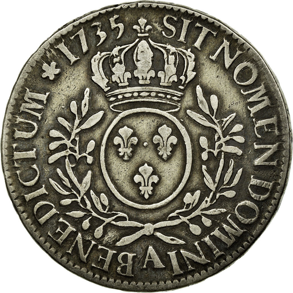 Moneta, Francia, Louis XV, Ecu aux branches d'olivier, 1735, Paris, MB, Argento