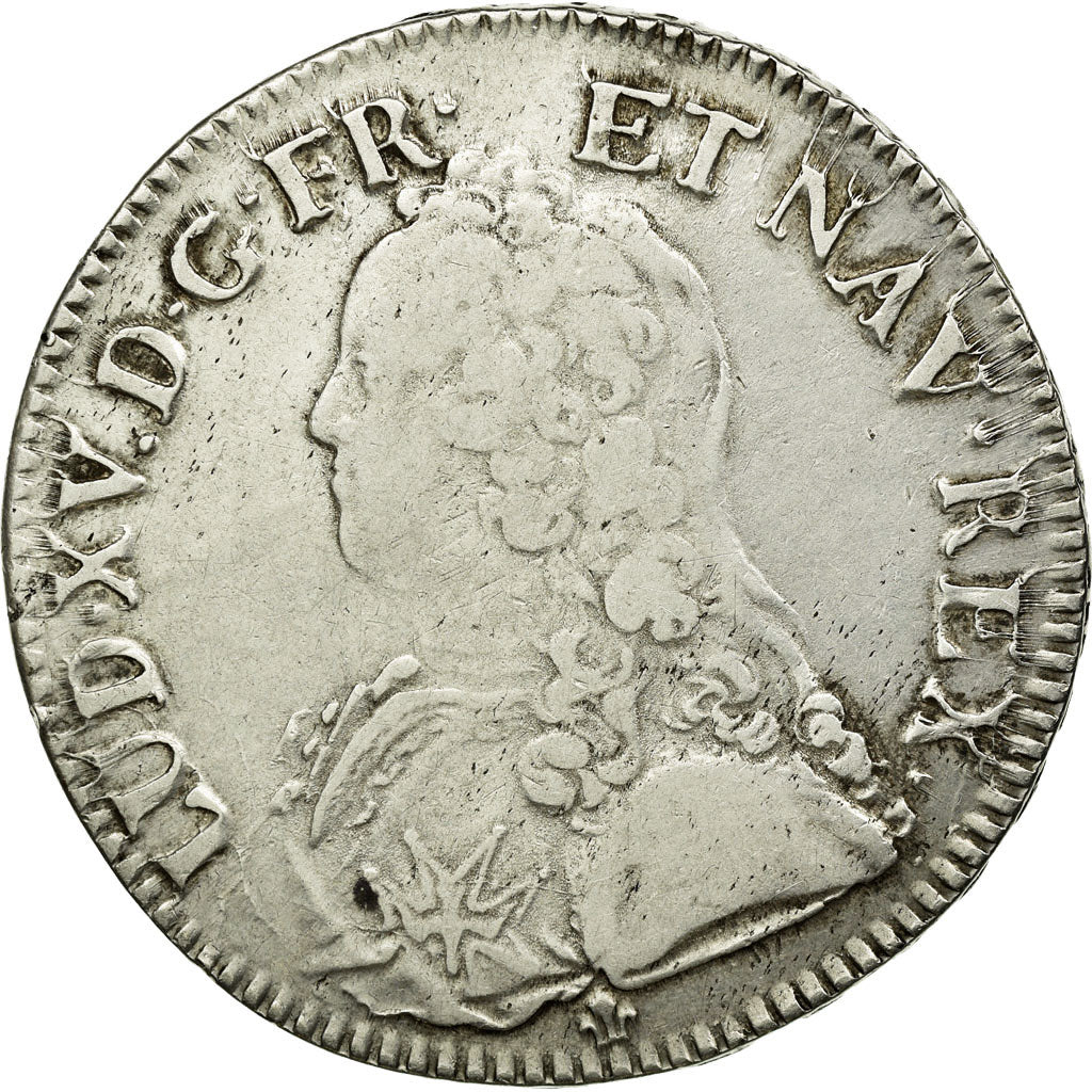 Coin, France, Louis XV, Ecu aux branches d'olivier, 1733, Bordeaux, VF(30-35)