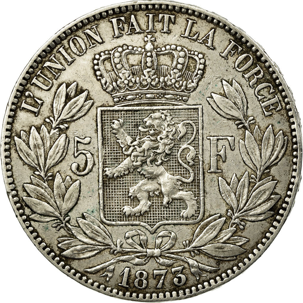 Coin, Belgium, Leopold II, 5 Francs, 5 Frank, 1873, EF(40-45), Silver, KM:24