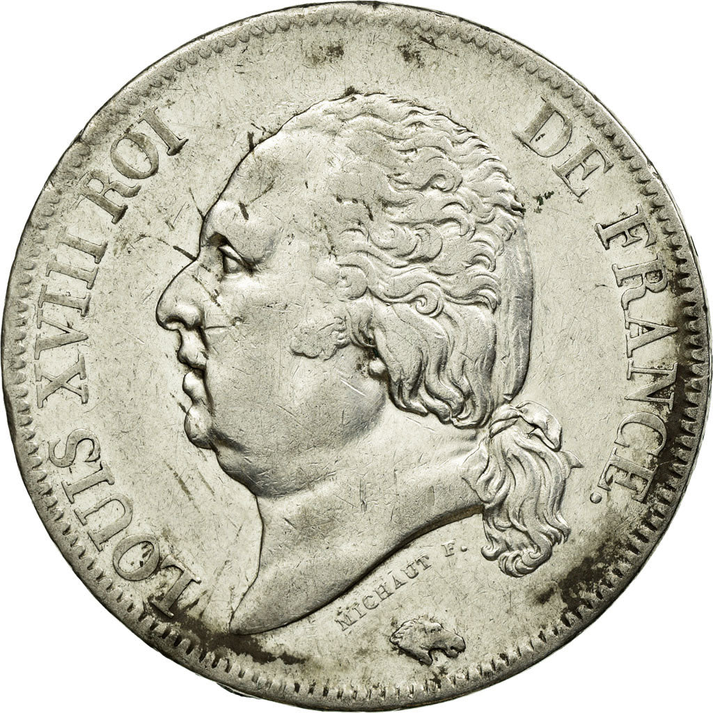 Moneta, Francia, Louis XVIII, 5 Francs, 1816, Paris, BB, Argento, Gadoury:614