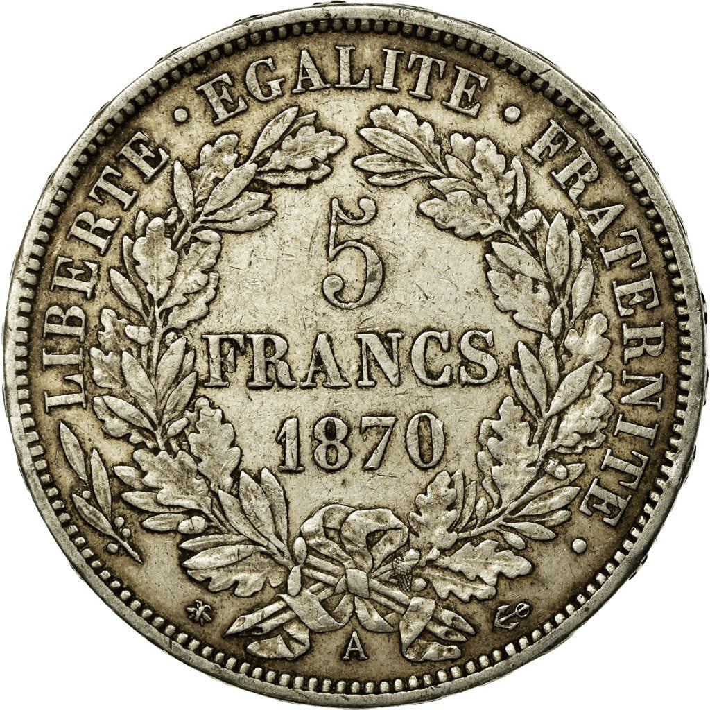 Coin, France, Cérès, 5 Francs, 1870, Paris, EF(40-45), Silver, KM:819