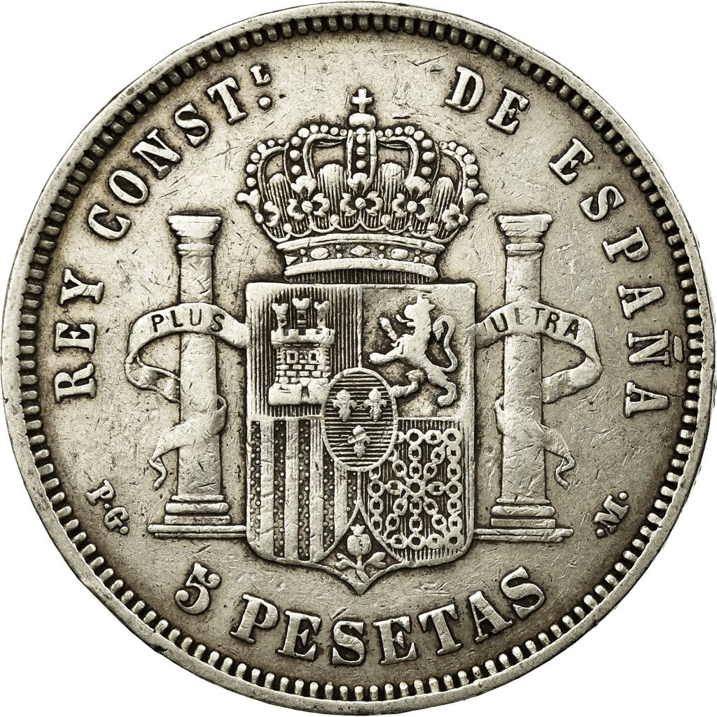 Coin, Spain, Alfonso XIII, 5 Pesetas, 1891, VF(20-25), Silver, KM:689