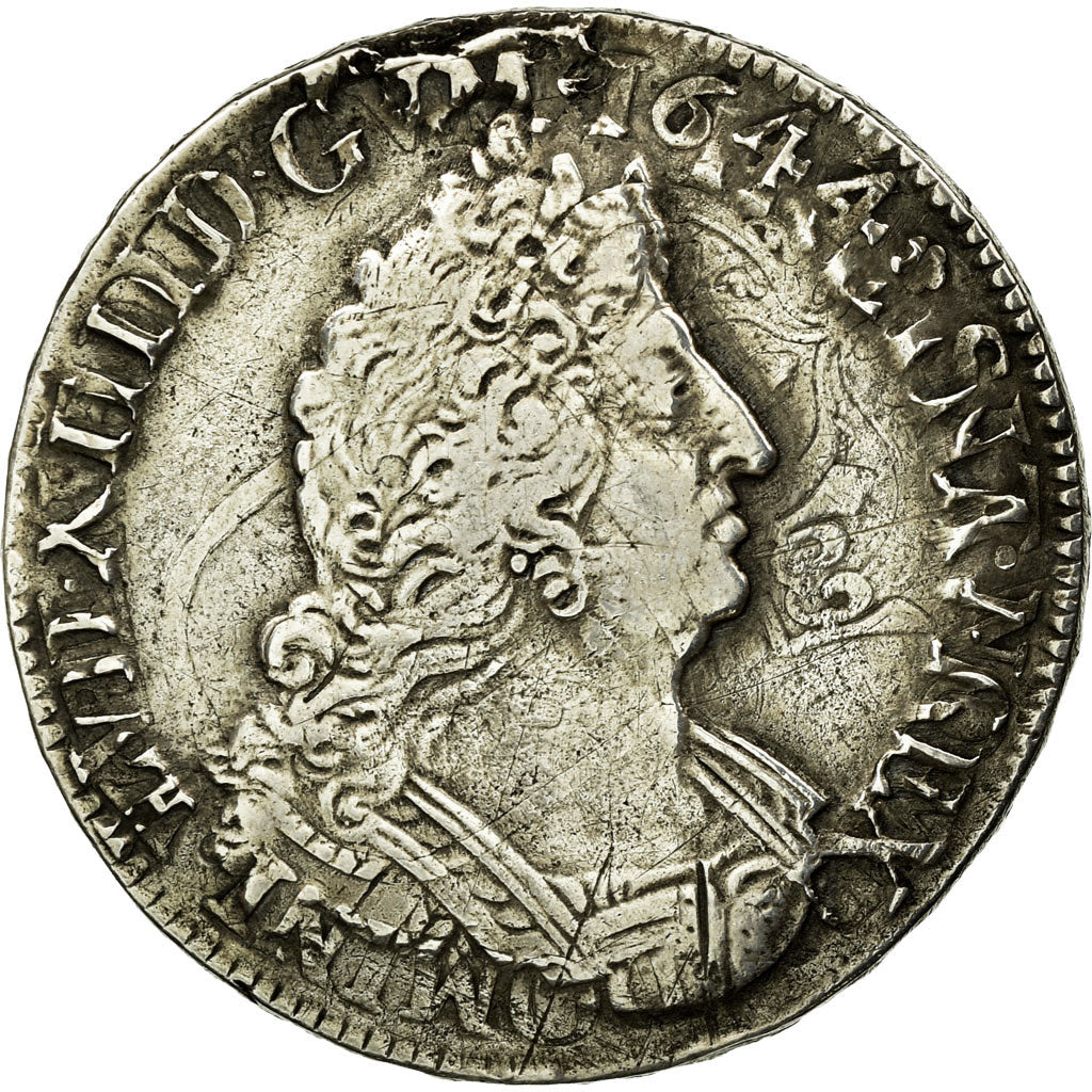 Coin, France, Louis XIV, 1/2 Ecu aux palmes, 1696, Poitiers, EF(40-45), Silver