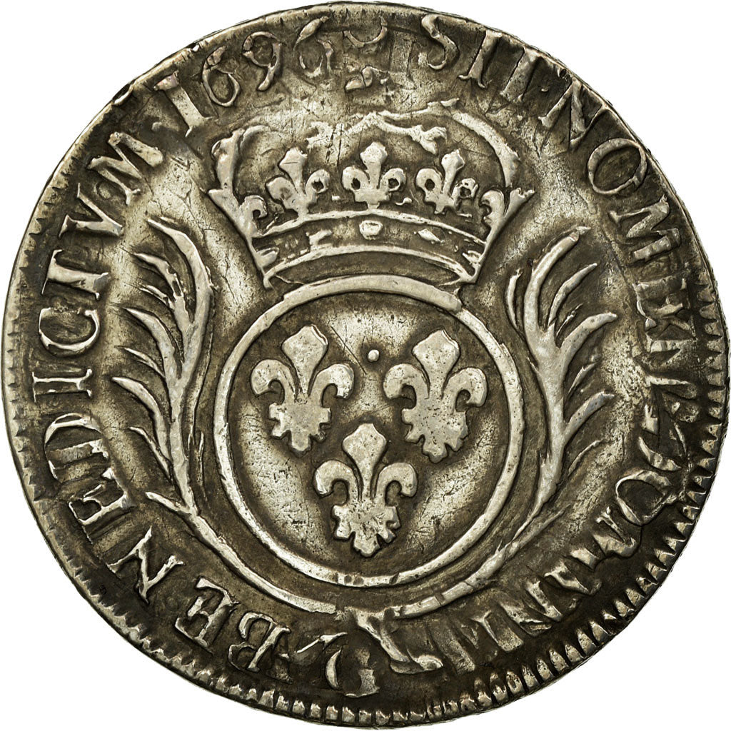 Coin, France, Louis XIV, 1/2 Ecu aux palmes, 1696, Poitiers, EF(40-45), Silver