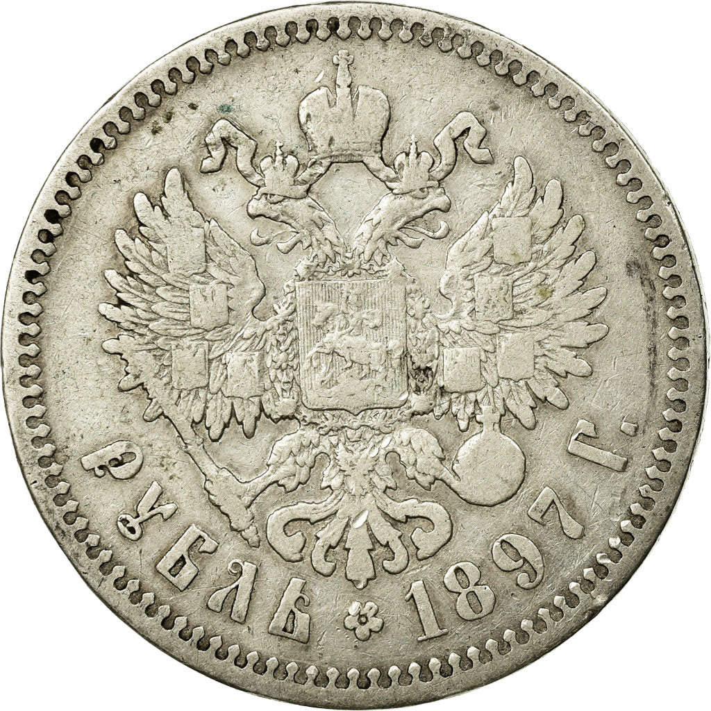 Moneta, Russia, Nicholas II, Rouble, 1897, St. Petersburg, MB, Argento, KM:59.3
