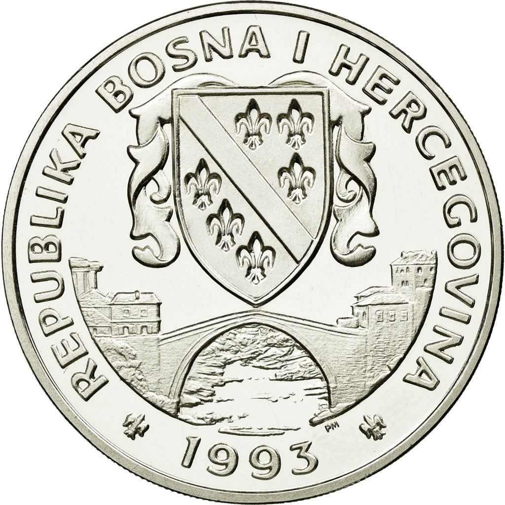 Moneda, Bosnia - Herzegovina, 21 ECUs + 3, 1993, SC+, Plata, KM:86