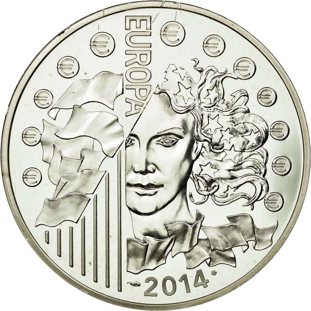 France, 10 Euro, Europa, Agence Spatiale Européenne, 2014, MS(64), Silver