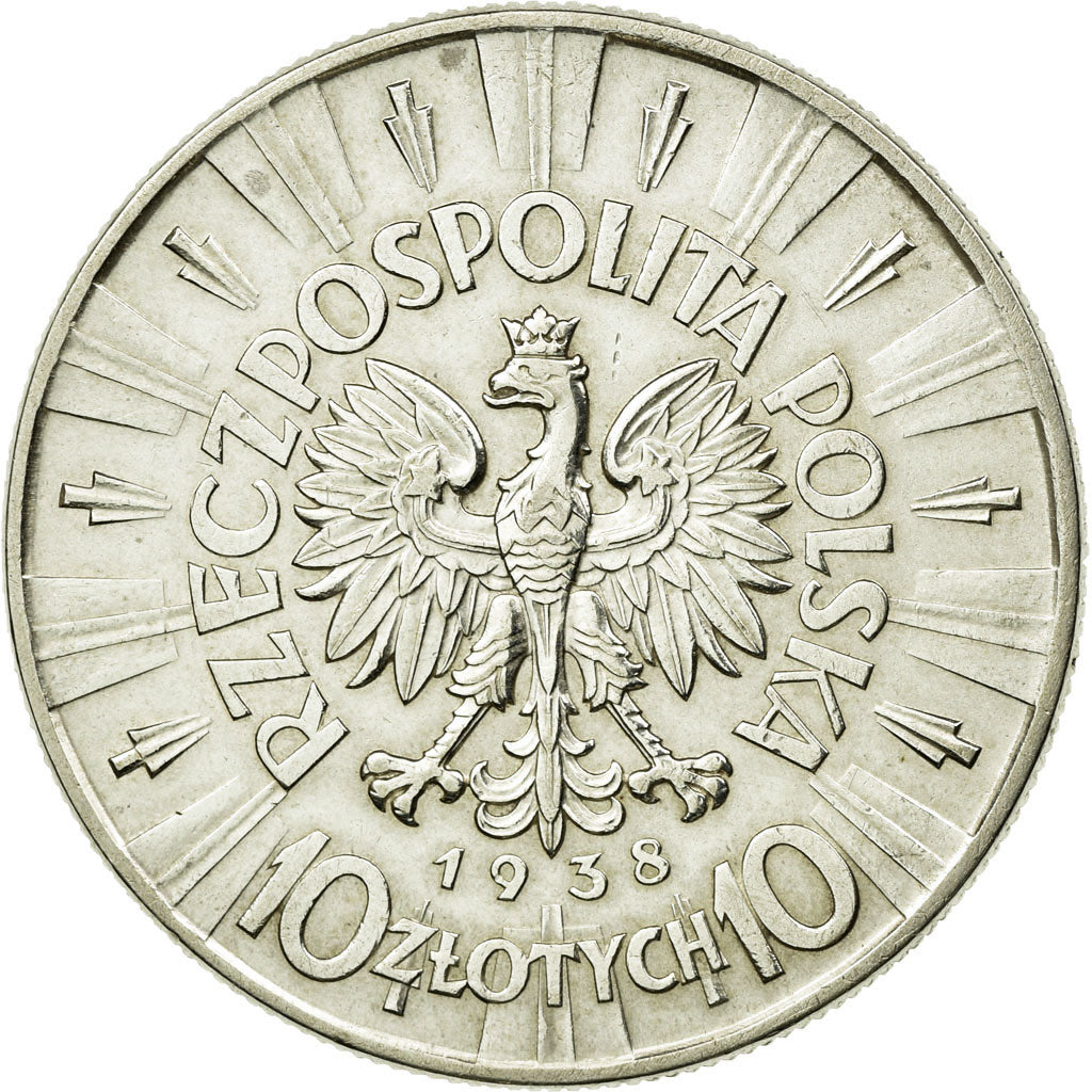 Coin, Poland, 10 Zlotych, 1938, Warsaw, AU(50-53), Silver, KM:29
