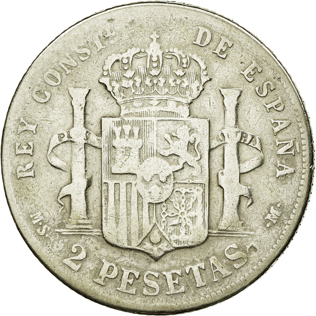 Coin, Spain, Alfonso XII, 2 Pesetas, 1882, VF(20-25), Silver, KM:678.2