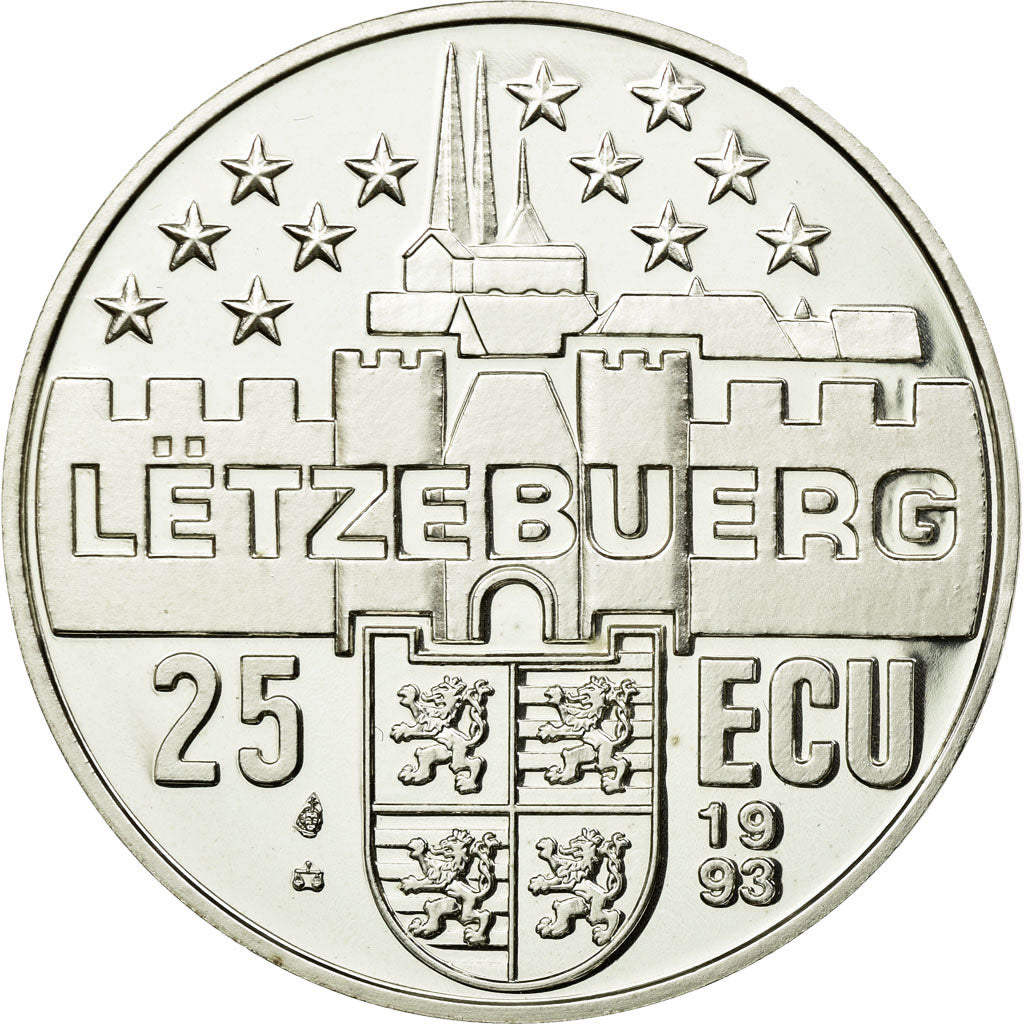 Coin, Luxembourg, Jean, 25 Ecu, 1993, Brussels, MS(65-70), Silver, KM:36