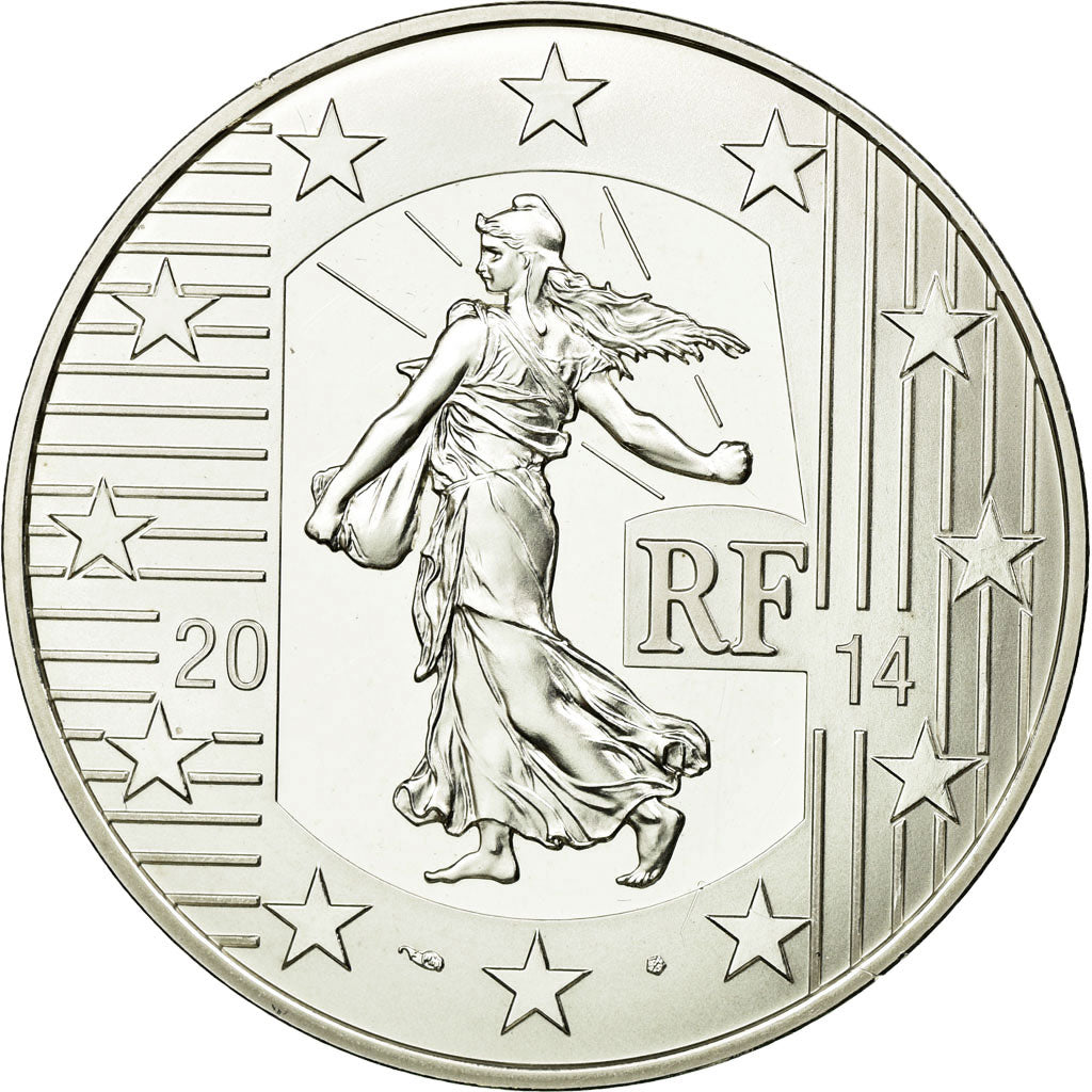 France, 10 Euro, Denier de Charles le Chauve, 2014, MS(65-70), Silver