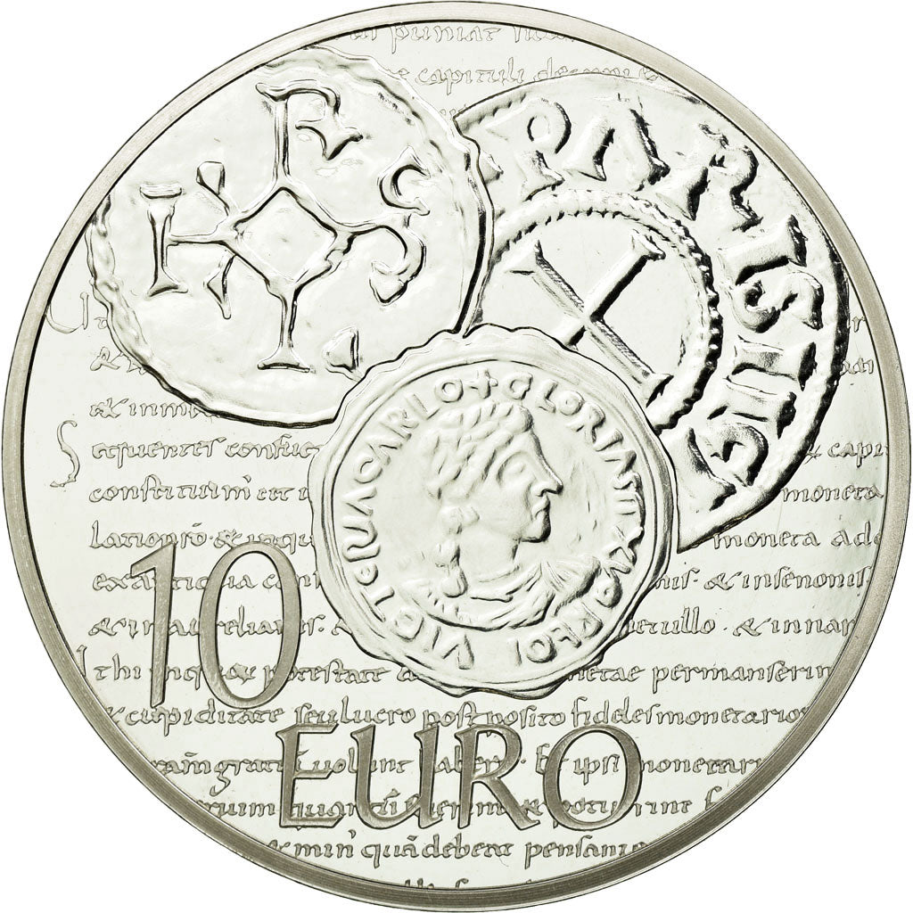 France, 10 Euro, Denier de Charles le Chauve, 2014, MS(65-70), Silver