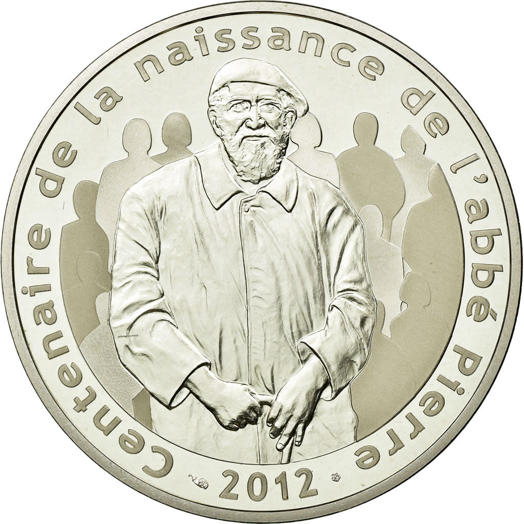 France, Monnaie de Paris, 10 Euro, Abbé Pierre, 2012, MS(65-70), Silver