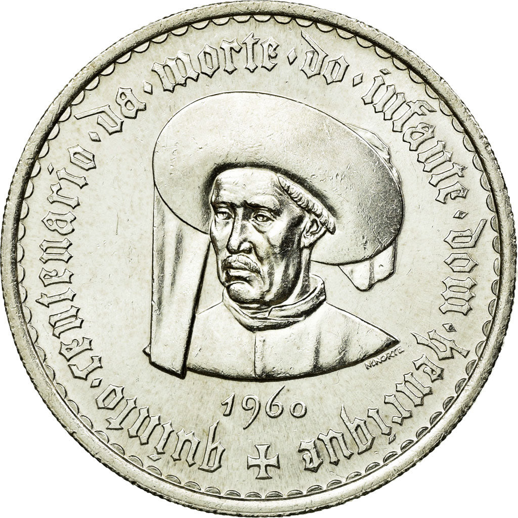 Coin, Portugal, 20 Escudos, 1960, MS(63), Silver, KM:589