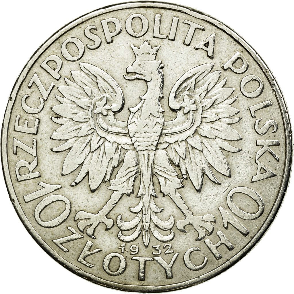 Coin, Poland, 10 Zlotych, 1932, Warsaw, VF(30-35), Silver, KM:22