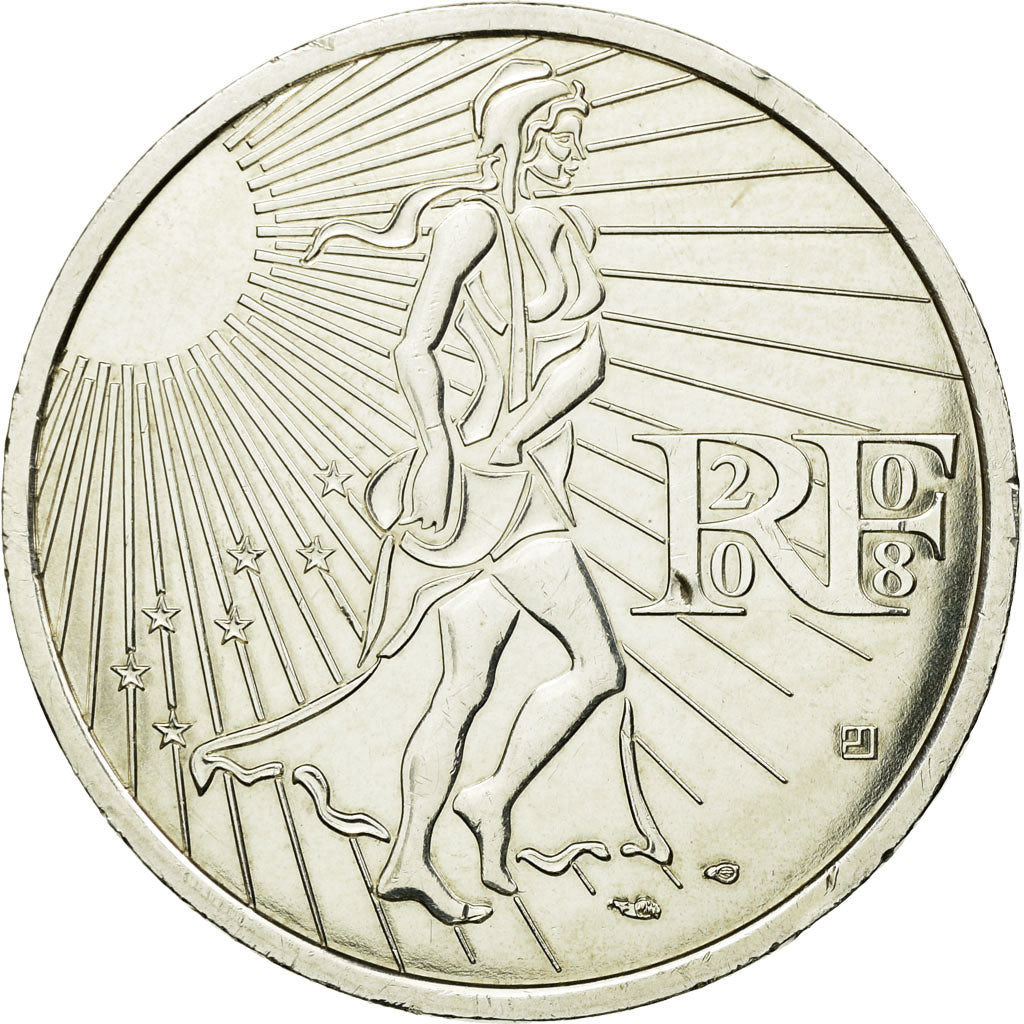 France, 15 Euro, 2008, AU(55-58), Silver, KM:1535