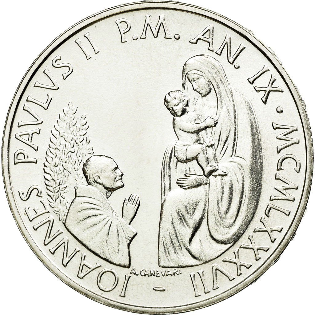 Coin, VATICAN CITY, John Paul II, 1000 Lire, 1987, MS(64), Silver, KM:205