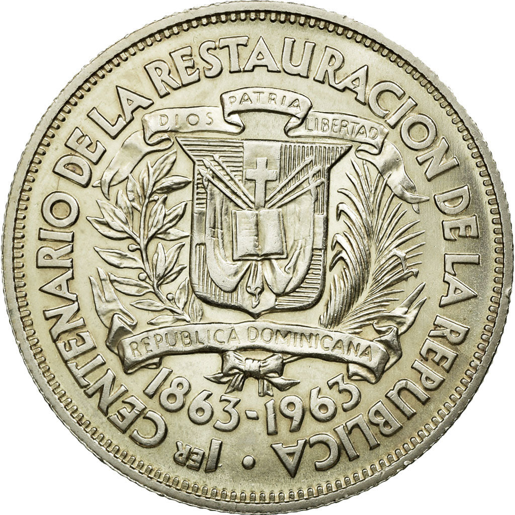 Moneda, República Dominicana, 1/2 Peso, 1963, SC+, Plata, KM:29