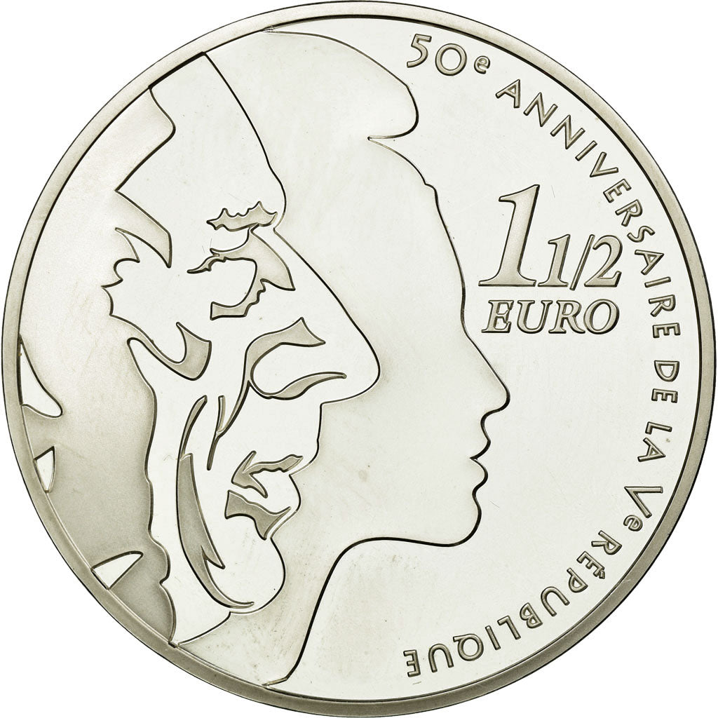 Francia, 1-1/2 Euro, 50ème Anniversaire de la Vème République, 2008, SPL+