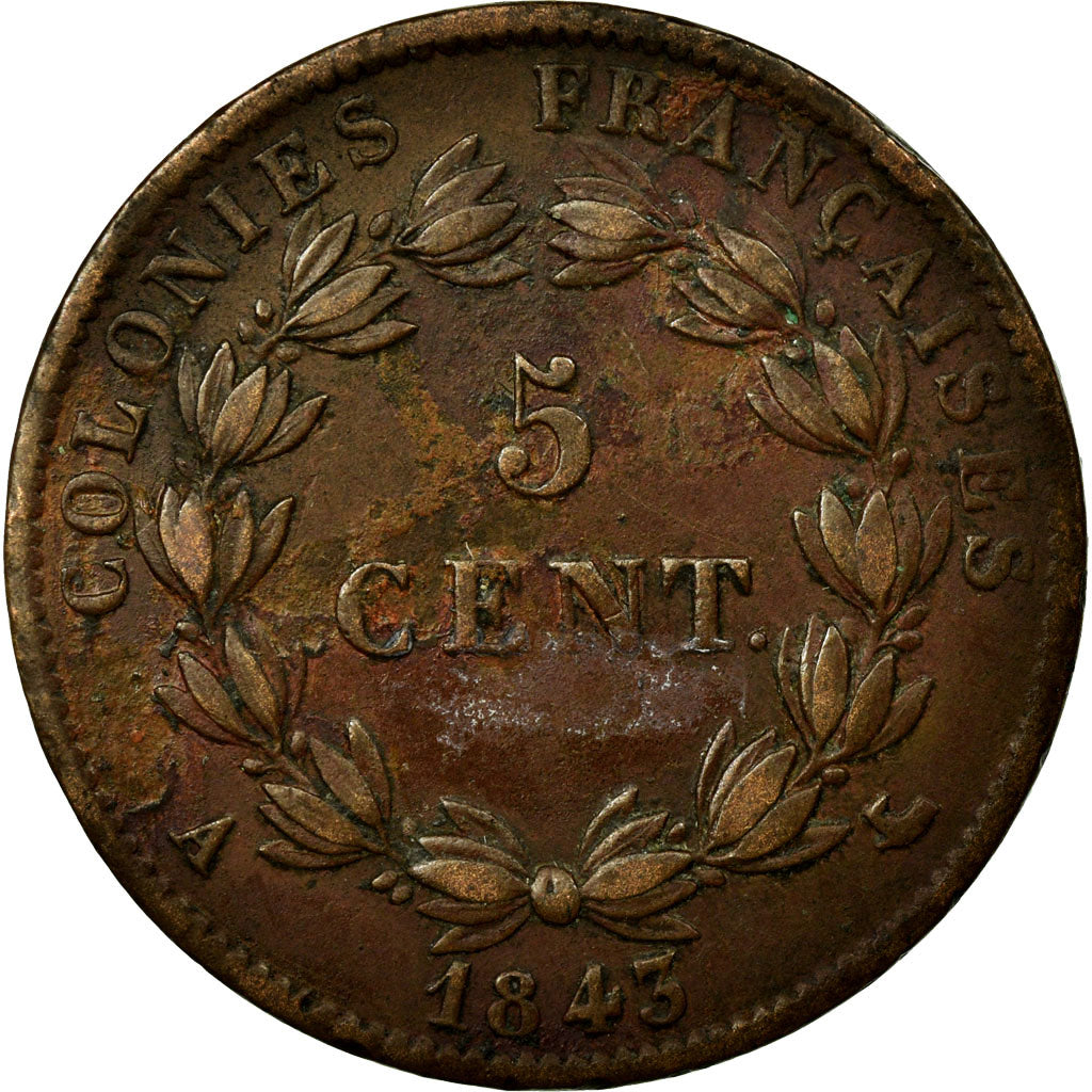 Coin, FRENCH COLONIES, Louis - Philippe, 5 Centimes, 1843, Paris, EF(40-45)