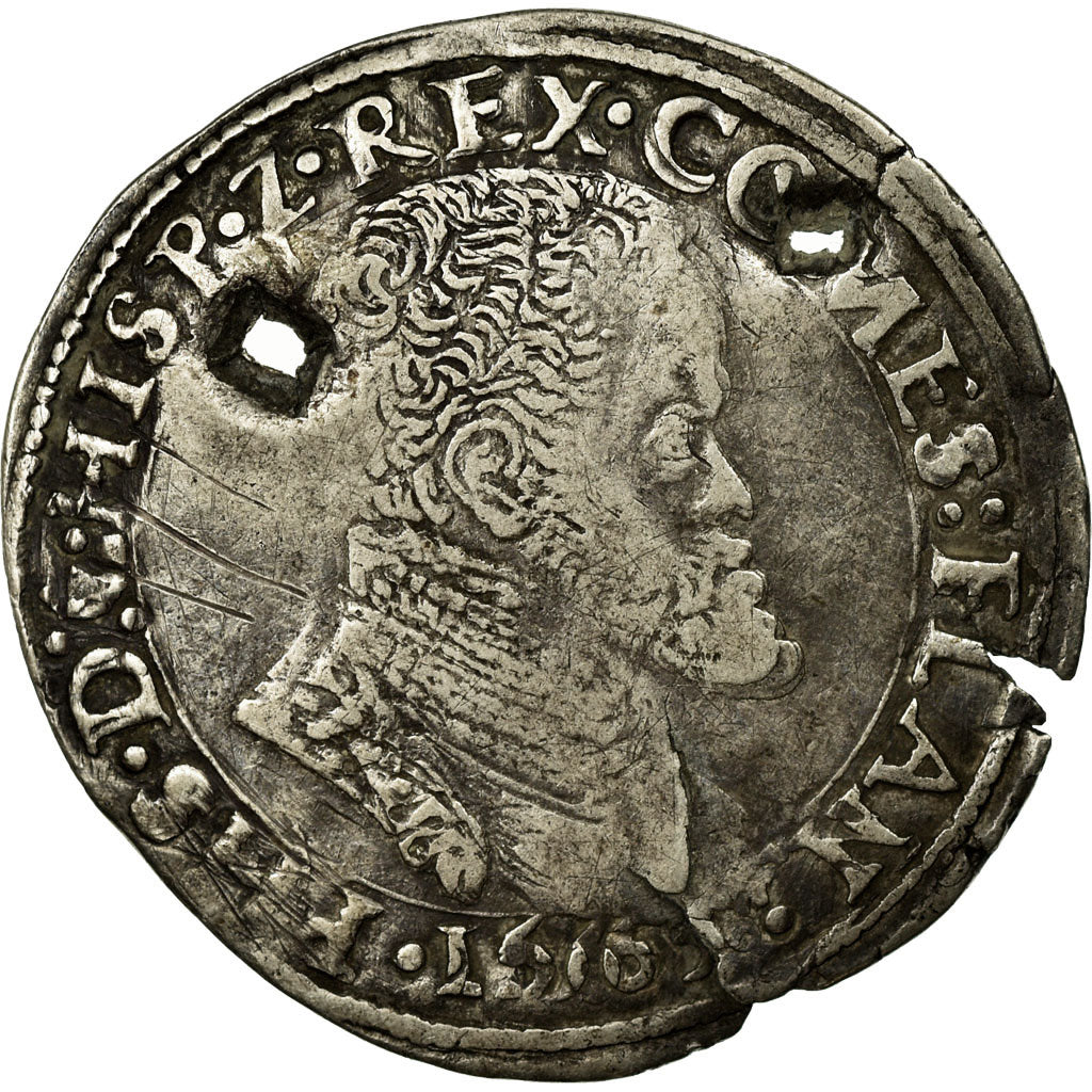 Coin, Spanish Netherlands, Flanders, Philip II, 1/10 Ecu Philippe, 1565, Bruges