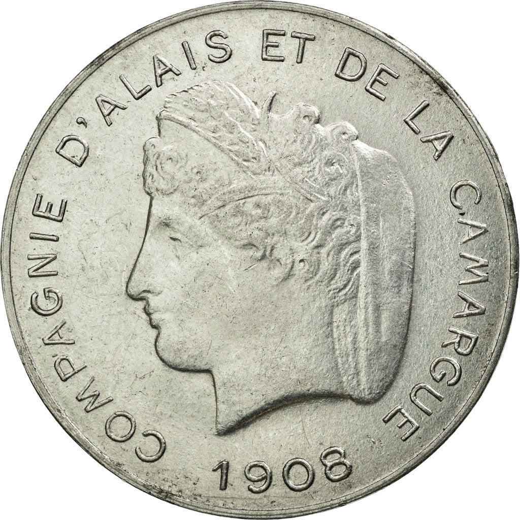 Moneta, Francja, 10 Centimes, 1908, PRÓBA, AU(55-58), Aluminium