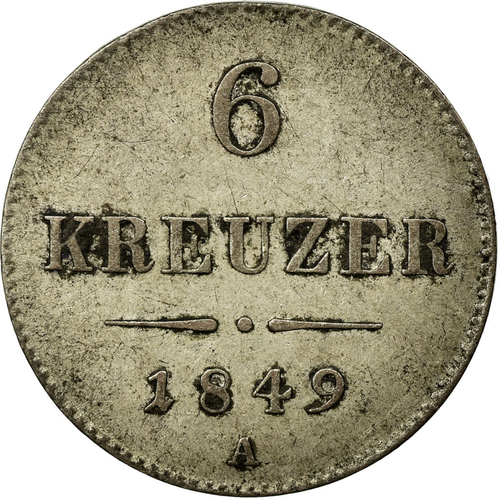 Moneta, Austria, Franz Joseph I, 6 Kreuzer, 1849, Vienne, BB, Argento, KM:2200