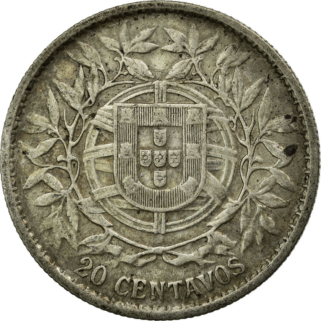Coin, Portugal, 20 Centavos, 1916, Lisbon, EF(40-45), Silver, KM:562