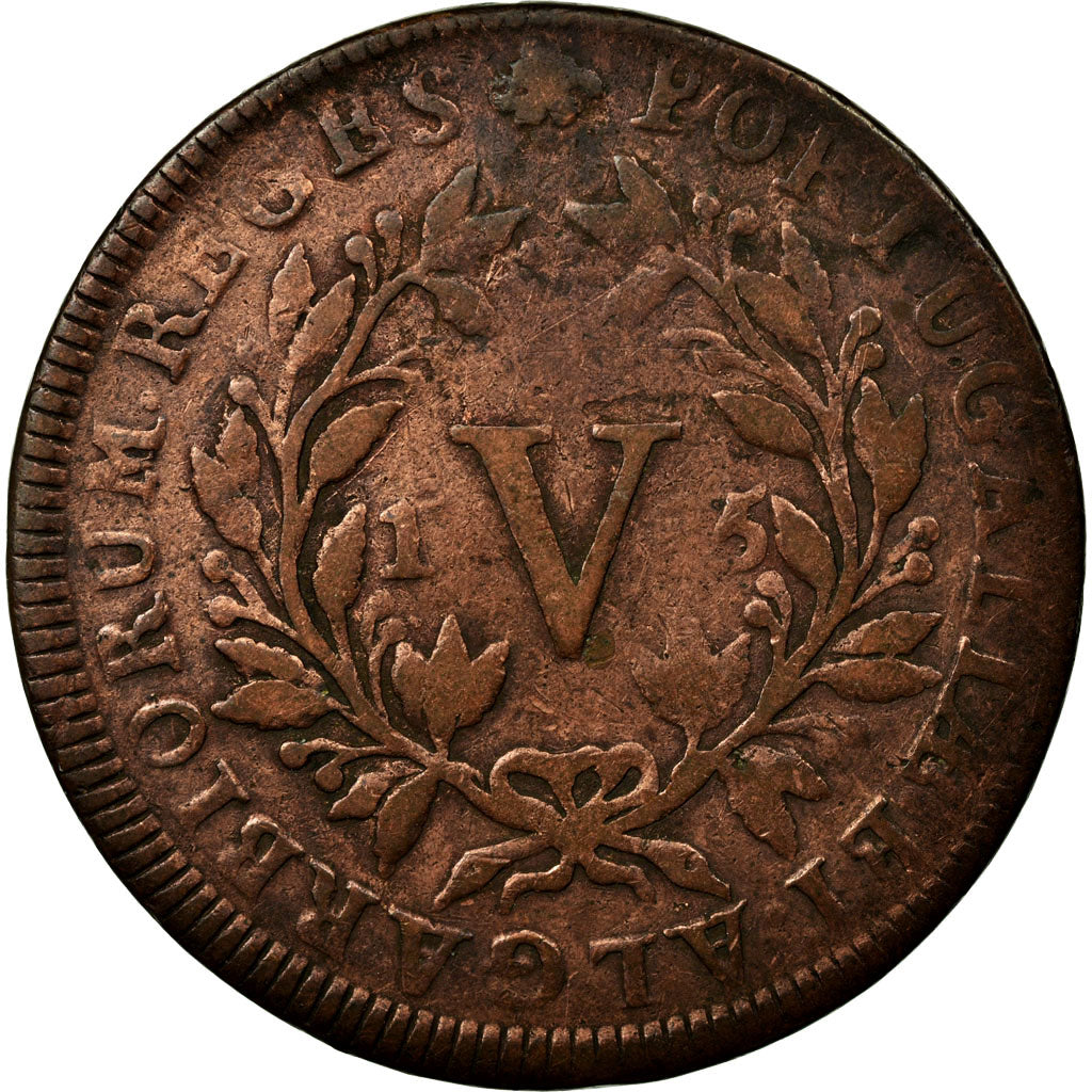 Moeda, Portugal, Maria I and Pedro III, 5 Reis, V, 1785, VF(20-25), Cobre