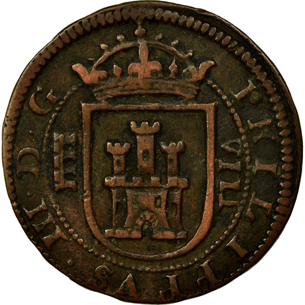 Moneda, España, Philip III, 8 Maravedis, 1617, Segovia, BC+, Cobre, KM:16