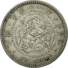 Moneta, Corea, Kuang Mu, 20 Chon, Year 11 (1907), SPL-, Argento, KM:1134