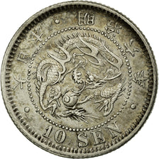 Moneta, Giappone, Mutsuhito, 10 Sen, Year 6 (1873), SPL-, Argento, KM:23