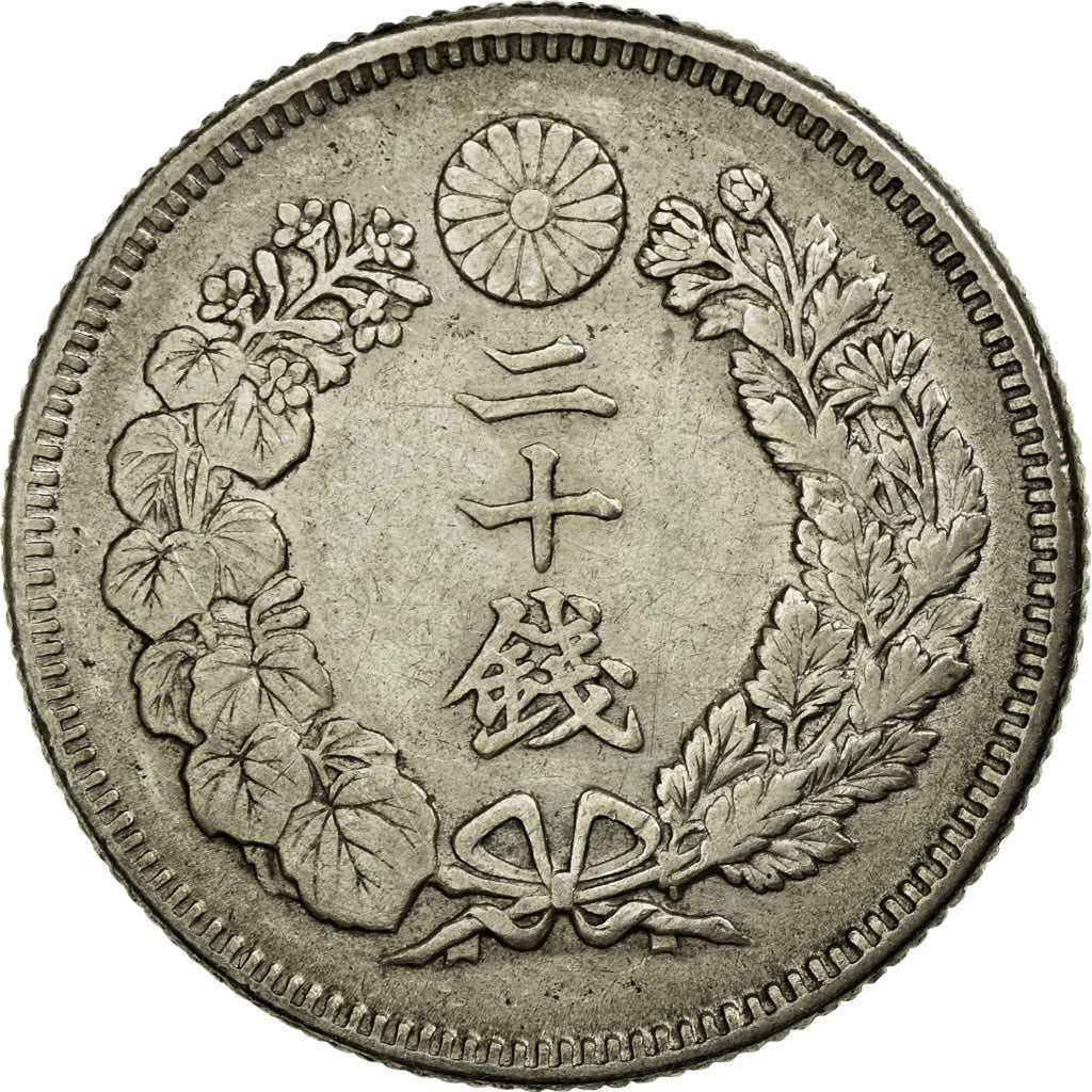 Coin, Japan, Mutsuhito, 20 Sen, Year 39 (1906), AU(50-53), Silver, KM:30