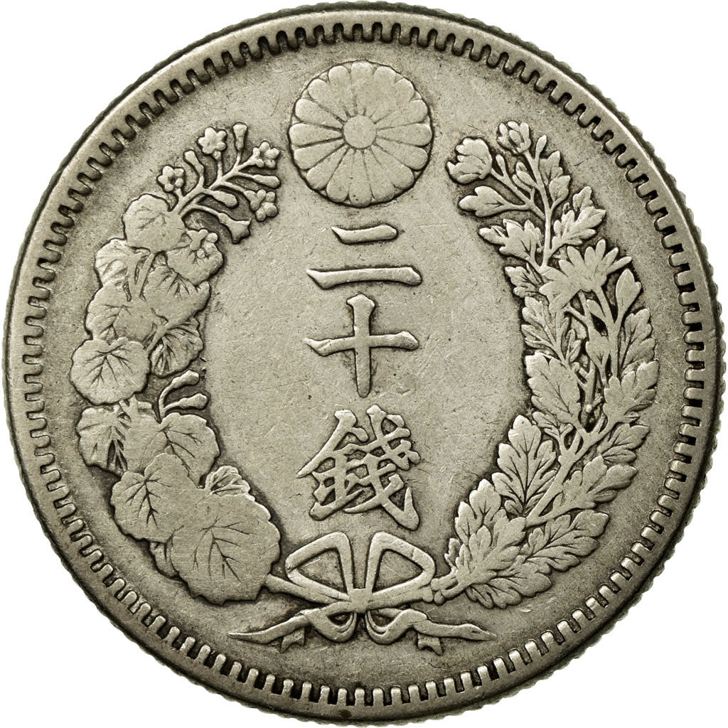 Coin, Japan, Mutsuhito, 20 Sen, Year 24 (1891), EF(40-45), Silver, KM:24