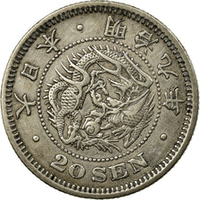 Coin, Japan, Mutsuhito, 20 Sen, Year 9 (1876), EF(40-45), Silver, KM:24