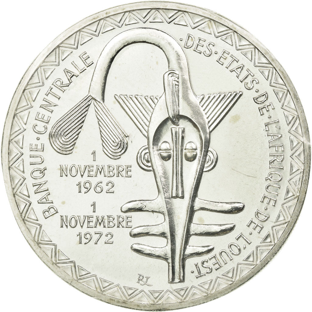 Coin, West African States, 500 Francs, 1972, MS(65-70), Silver, KM:7