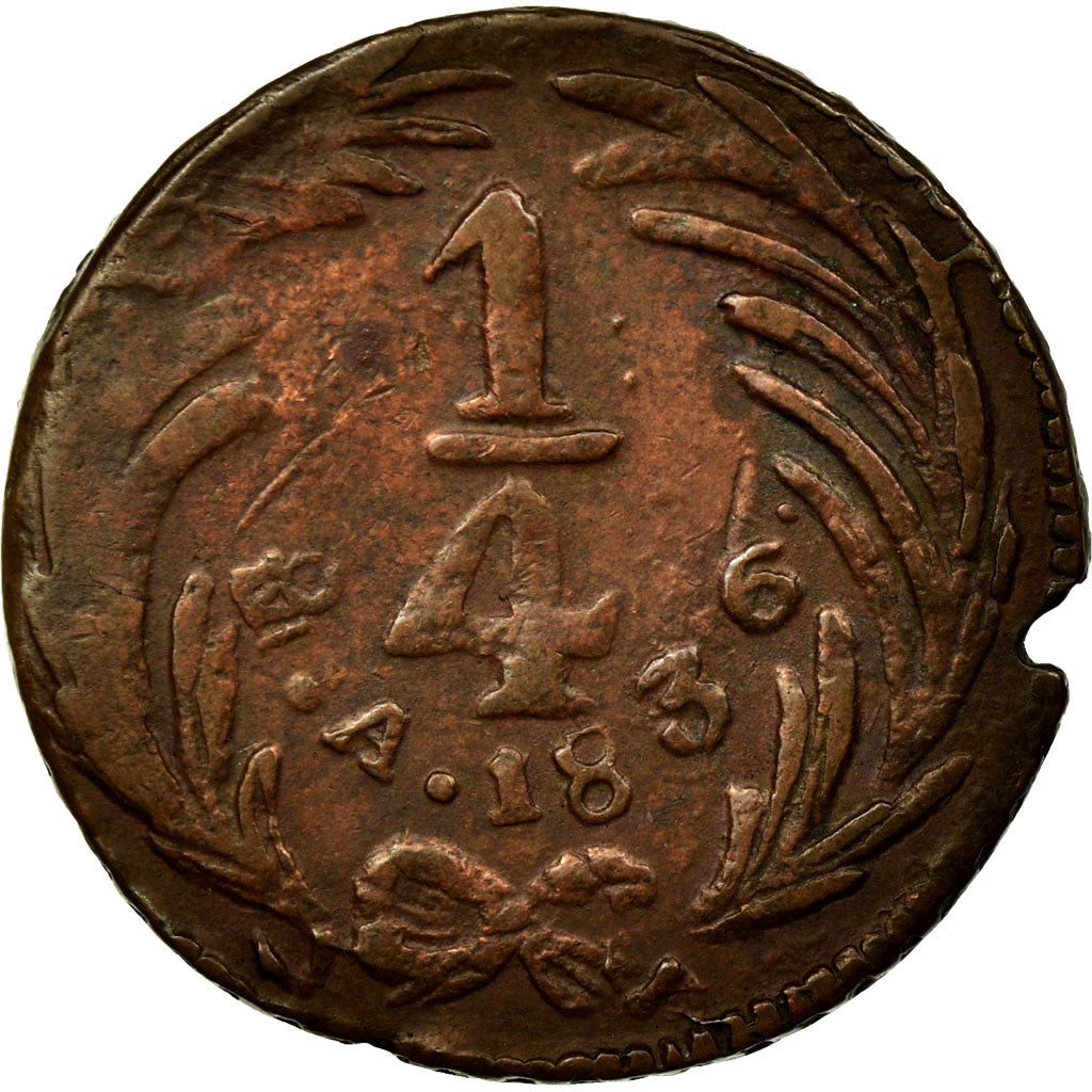 Coin, Mexico, 1/4 Real, Un Quarto/Una Quartilla, 1836, Mexico City, VF(20-25)